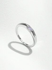 MODIAN 925 Sterling Silver Classic Simple Rectangle Zirconia Stackable Finger Rings For Women Wedding Band Fine Jewelry