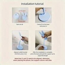 1pc Cute Cell Phone Stand For Desk, Adjustable Bunny Phone Holder - Perfect Student Desktop Companion For Slouchy Days, Desk Accessories - Multicolor - View 8