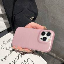 1 件时尚奢华复古金属纽扣 PU 皮革镜面光滑纹理仿皮全覆盖纽扣手机壳适用于 Apple 17 16 16E 15 14 Plus 13 12 11 Pro Max - 冰粉 - 查看 6