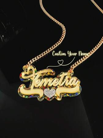 Customized Acrylic Name Necklace With  Link Chain, Personalized Birthday Gift For Women