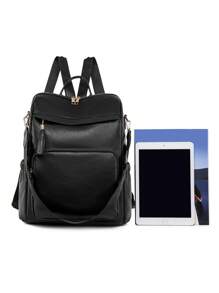 Women Backpacks School Travel Bag College Work Casual Elegant Bag Anti-Theft - 黑色 - 查看 6