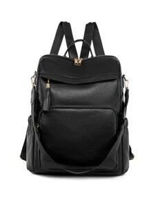 Women Backpacks School Travel Bag College Work Casual Elegant Bag Anti-Theft - 黑色 - 查看 1