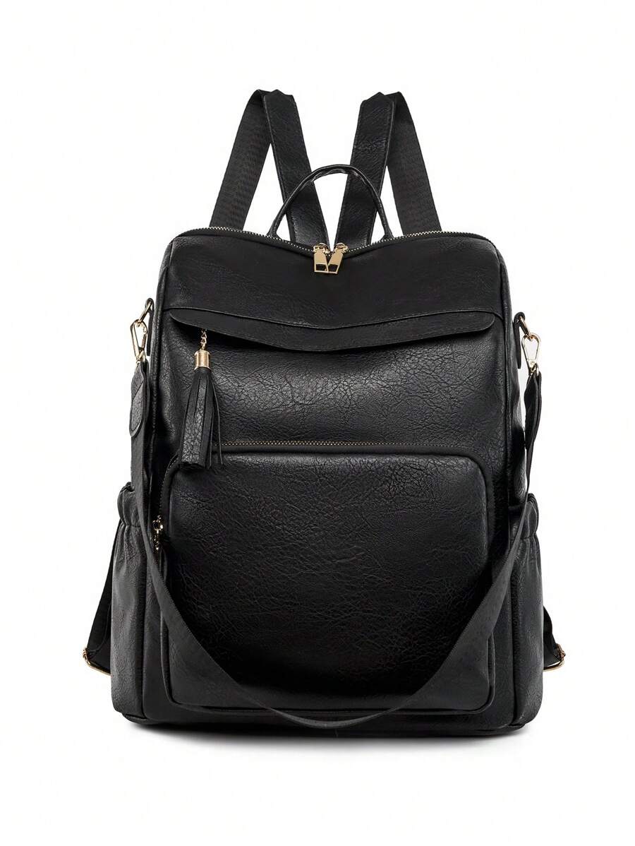 Women Backpacks School Travel Bag College Work Casual Elegant Bag Anti-Theft - 黑色 - 查看 1