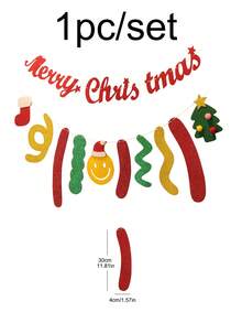 1set/1pc Merry Christmas Elderly Deer, Snowman, Gingerbread Man Felt Pull Flag Party Decorative Garland, Halloween, Halloween Decoration