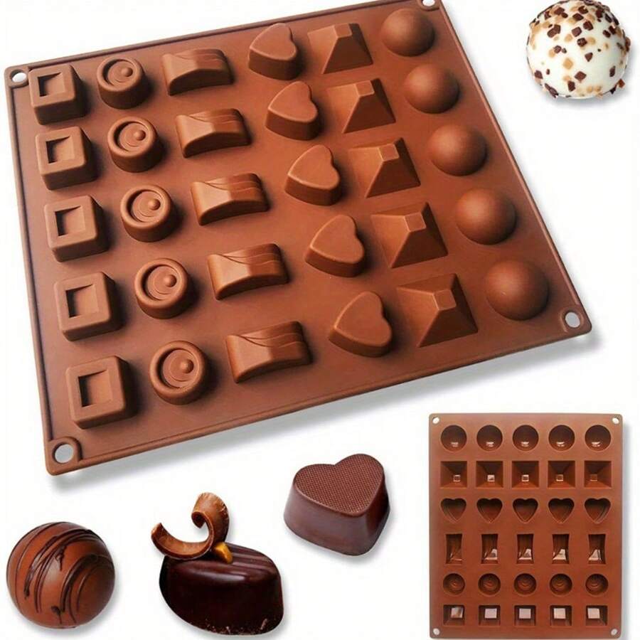 1pc Large Capacity16/24/ 30-Cavity Chocolate Mold, Lead-Free 3D Silicone Pastry Mold For Baking, Candy Making, And Kitchen Creations Easy Release, Dishwasher Safe - Multicolor - View 1