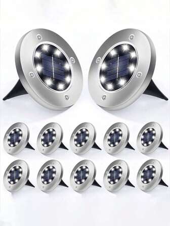 1/2/4/8pcs Outdoor Solar Warm Light Lawn Lamps, 8 LED Solar Ground Lights, Waterproof Solar Landscape Lights, Warm Bright Lighting For Home Decor Garden Path Yard Patio Walkway Pool/Playground Outdoor Lighting