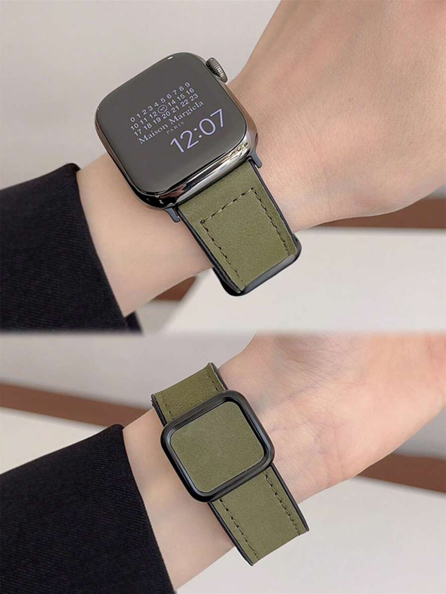 1 件复古方形扣皮革磁性表带，适用于 38/40/41/42/44/45/46/49mm Ultra/Ultra2/SE/SE2/11/10/9/8/7/6/5/4/3/2/1