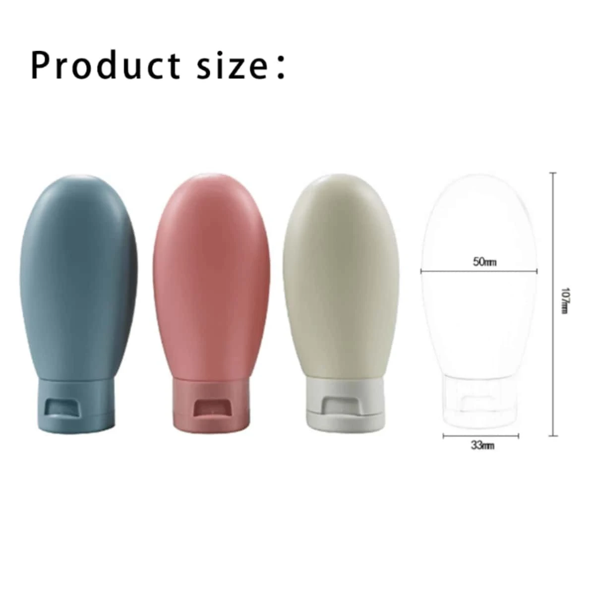 3Pcs 60ML Refillable Silicone Travel Bottles Set Leak Proof And