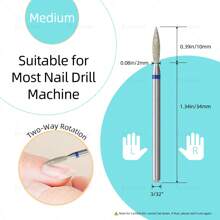 hytoos 1个3/32英寸金刚石钻头美甲钻，专业美甲钻头，适用于丙烯酸凝胶美甲、去除角质层和足部护理 - 彩色 - 查看 5