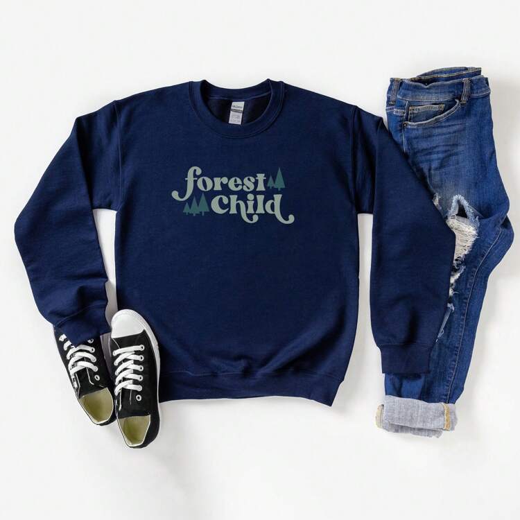 Forest Child | Youth Graphic Sweatshirt - 藏蓝色 - 查看 1