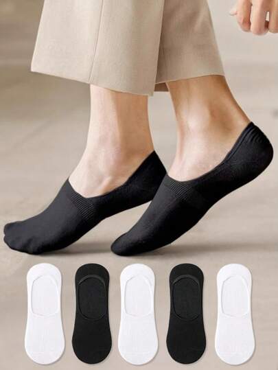 5 Paar Business-Lässig sportliche Allround-Herrensocken, unsichtbare Socken in Schwarz & Weiß