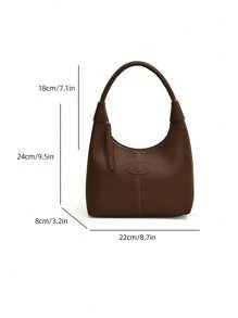 简约休闲百搭日常小尺寸女士手提包 - 咖啡棕 - 查看 10