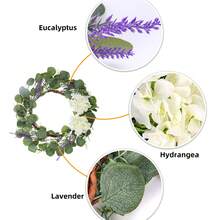18" Artificial Eucalyptus Wreath With Welcome Sign Green Eucalyptus Leaf Wreath Greenery Wreath Round Leaves Wreath For Front Door Wall Window Farmhouse Porch Patio Garden Decor - 綠色 - 查看 4
