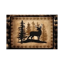 4pcs, Placemats, Rustic Wildlife Placemats With Deer, Wolf, Bear Designs, Polyester Heat Insulation Table Pads, Festive Dining Table Mats For Home & Holiday Events