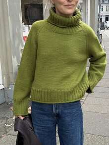 Women's Simple Elegant Solid Color Turtleneck Long Sleeve Knitted Sweater - Green - View 1