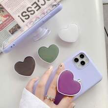 1pc Cute Solid Color Heart Shape Collapsible Expandable Multi Functional Mobile Phone Grip & Kicktand, Phone Grip Stand Holder Compatible With IPhone, Android Phone, Gift For Birthday, Family, Friends Push-Pull Phone Grip, Phone Holder, Phone Accessories - Multicolor - View 4