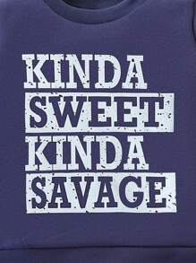 2 pezzi/set Completo di felpa e pantaloni con stampa di lettere alla moda per ragazzi, autunno inverno