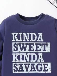 2 pezzi/set Completo di felpa e pantaloni con stampa di lettere alla moda per ragazzi, autunno inverno