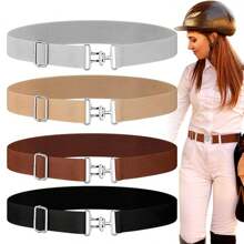 1pc Fashion Alloy Equestrian Belt For Women, Adjustable Elastic Waistband Halloween Summer, School Fall, Autumn, Halloween - Black - View 12