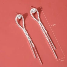 1 đôi Tua & Đồ trang trí Ngọc Trai giả Dài Hoa tai Đối với Của phụ nữ Mặc hàng ngày - Bạc - Xem 16