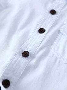 1 Stück Kleinkind Lässig Weißes Langarmhemd aus Jacquard-Gewebe, Frühling/Herbst, 6 Monate - 36 Monate