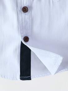 1 Stück Kleinkind Lässig Weißes Langarmhemd aus Jacquard-Gewebe, Frühling/Herbst, 6 Monate - 36 Monate