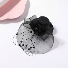 1pc Vintage Style Face Veil Mini Hat Hair Clip
