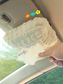 1pc Car Puff Tissue Box Car Armrest Box Sunshade Panel Seat Hanging Drawstring Box Car Interior Supplies - one-size - View 6