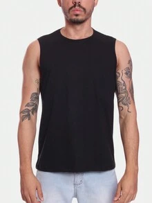 Kit 5 Regatas Masculina Casual 100% Algodão Premium Lisa Preto/Branco - Multicolorido - Visão 3