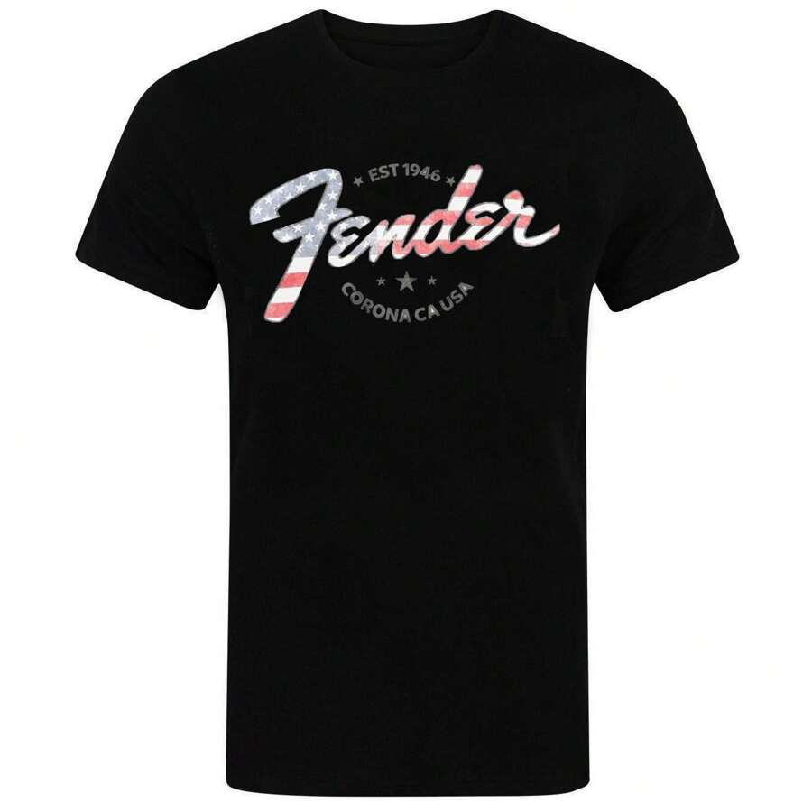 Mens USA Cotton T-Shirt (Black) - 黑色 - 查看 1