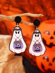 1 Pair Cute Ghost Series Earrings Suitable For Women To Wear For Halloween
