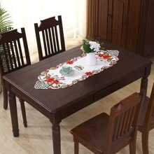 1buc, aleer de masă rafinat brodat de Crăciun, proces de golire manuală, potrivit pentru decorarea biroului de vacanță și adunarea de petreceri, amenajarea sufrageriei și a sufrageriei.