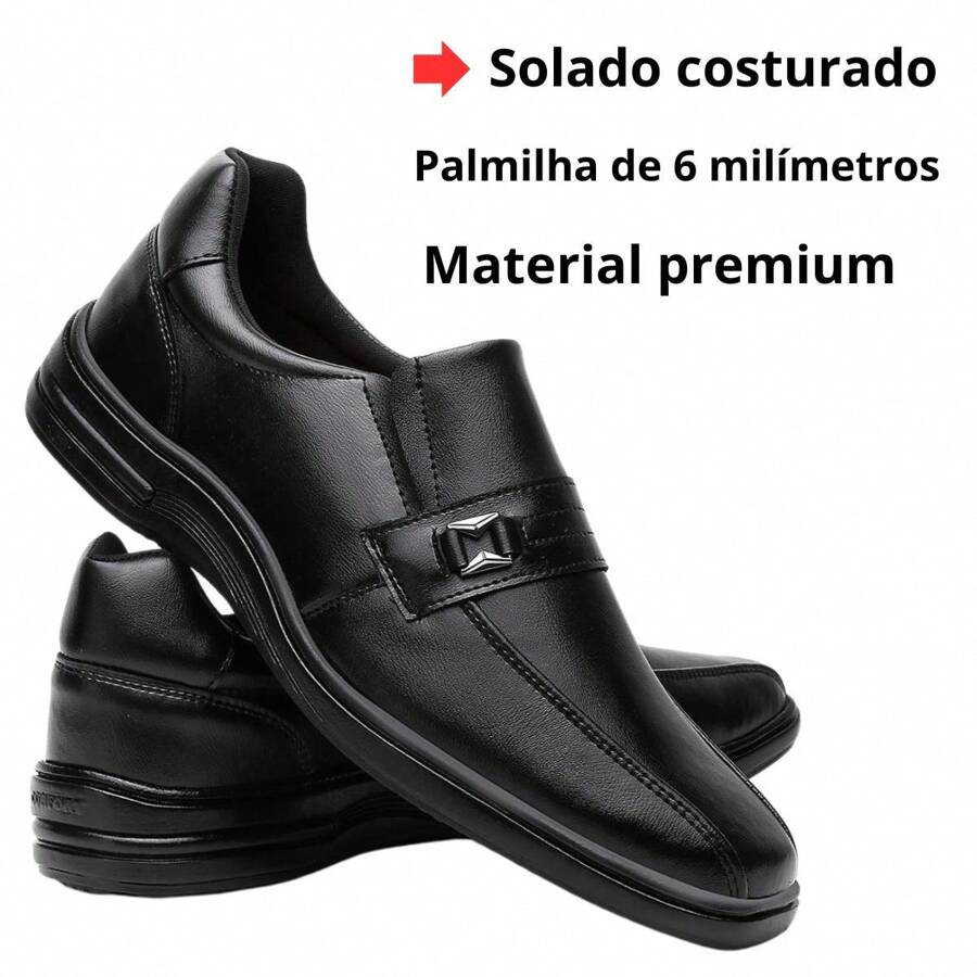 Men's Elastic Dress Shoes DIRECT FROM THE FACTORY - 黑色 - 查看 1