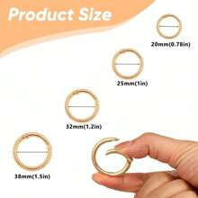 5pcs Metal Spring O Rings Clip Carabiner Snap Rings Zinc Alloy Spring O Ring Round Spring Snap Carabiner Clip Buckle Karabinerring For Keyrings Buckle,Bags,Purses - Gold - View 4