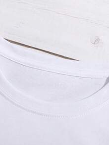 Camiseta de cuello redondo de corte holgado con foto y texto personalizado para mujeres, talla grande, adecuada para cumpleaños, Día de San Valentín, Navidad, fiestas, aniversarios, uniformes corporativos - Blanco - Ver 6