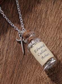 1pc Edward Cullen Ashes Bottle Necklace Pendant Inspired By Twilight, Silver-Tone Jewelry For Daily Wear - Silver - View 1