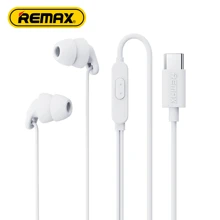 Remax 1.2米 Type-C 有线入耳式耳机，HiFi 动圈麦克风，一体式硅胶材质，隔音耳帽，降噪和低音增强，白色 - 白色 - 查看 2