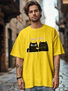 T-Shirt Shirt Cat Love Kitten In The Air Meme REF 4224 FLUXO FX - 黃色 - 查看 6