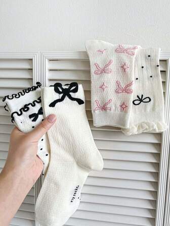 4 Pairs Women Summer Autumn Sweet Casual Socks Lolita Ballet Style Ultrathin Breathable Socks For Women Lace Bow Piles Of Sports Casual Socks