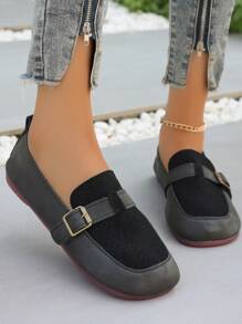 Damskie płaskie mokasyny, okrągłe noski, miękkie dno, buty codzienne, wygodne uniwersalne buty dla matek