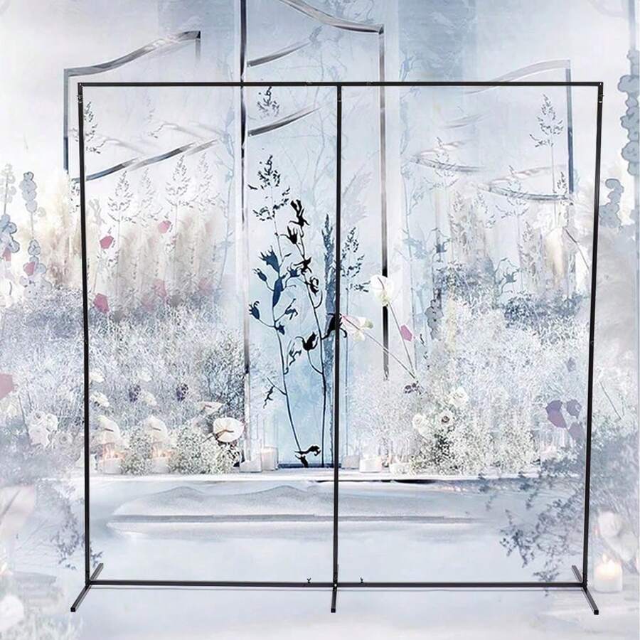 ZhdnBhnos LINSIE 婚礼/万圣节拱门现代矩形婚礼/万圣节背景支架气球拱门框架花环环中心装饰几何锻铁婚礼/万圣节背景（黑色）送给家人和朋友的最佳礼物圣诞快乐派对礼物房间装饰新娘 - 黑色 - 查看 1