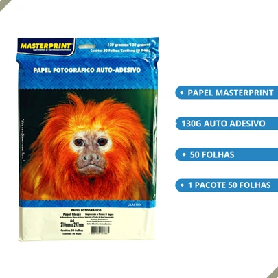 Papel Fotográfico Adesivo 130g A4 Glossy Masterprint 50 Fls