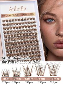 132pcs Brown & Black Eyelash Clusters, D Curl, 0.07D Handmade Lashes, Lightweight & Durable, Suitable For Beginners To Use At Home Or Outdoor, Applicable For Daily Life, Wedding, Date, Party, Music Festival, Halloween And Other Occasions - D - View 6