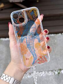 1pc Summer Ocean Theme Whale & Jellyfish Pattern Transparent Soft Phone Case For IPhone11/12/13/14/15Pro Max - Multicolor - View 2