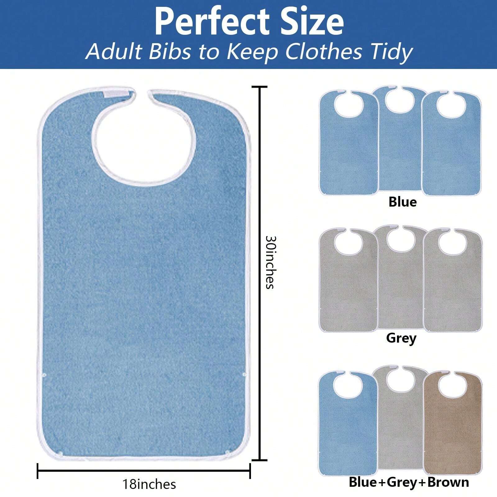 Babyezz 3 Packs Adult Bibs For Men, Women, Elderly Seniors And Disabled