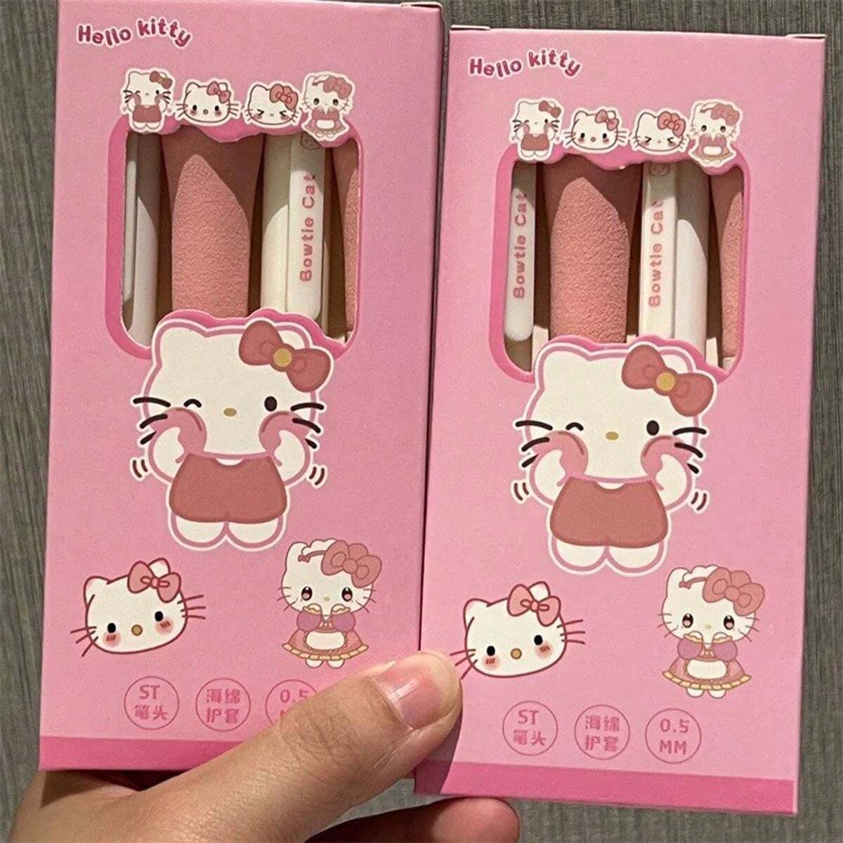 Cute Cartoon Cat Sponge Push Pen Ins High Appearance Horizontal Head