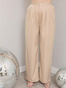 KALINA FASHION Women's Casual Wide Leg Loose Trousers With Rhinestone Embellishments - Khaki - View 6