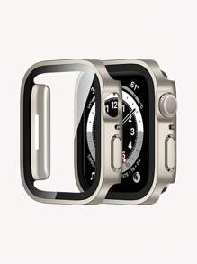 1 PIEZA Estuche impermeable chapado, estuche rígido de PC con protector de pantalla para Applewatch S10/9/8/7/6/SE/5/4/3/2/1 para 40mm/41mm/44mm/45mm/46mm/49mm/S10 42MM - Champán - Ver 1