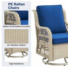 Outdoor Swivel Rocker Wicker Patio Chairs Set Of 2, Rattan Rocking Chair Furniture Set - Beige - View 5