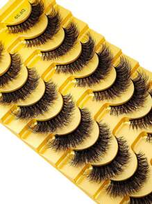 HBZGTLAD 10 对柔软蓬松自然的 3D 水貂假睫毛化妆套装 - 水貂睫毛延长短睫毛条睫毛、睫毛、睫毛、假睫毛 - 眼尾拉長款 - 查看 3